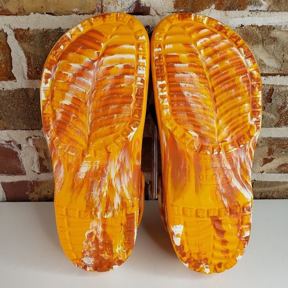 Crocs Classic Clog Honey Nut Cheerios Mens Size 11 Marbled Orange Yellow 207924 - Picture 9 of 11